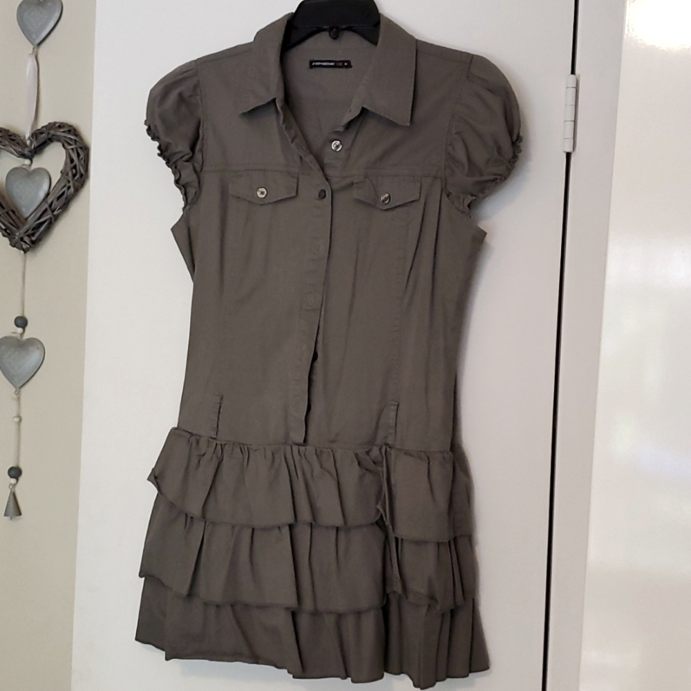 Army green, short dress